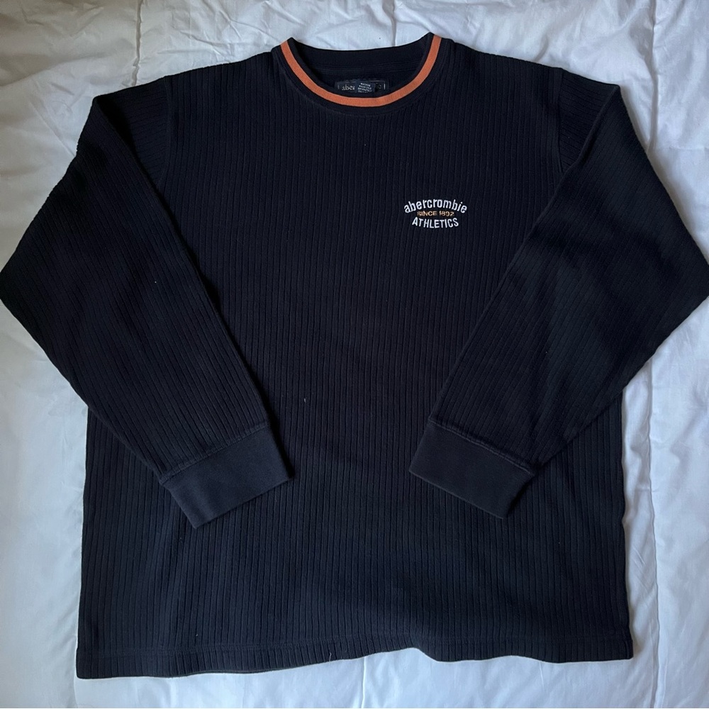 embroidered abercrombie varsity style knit long sleeve